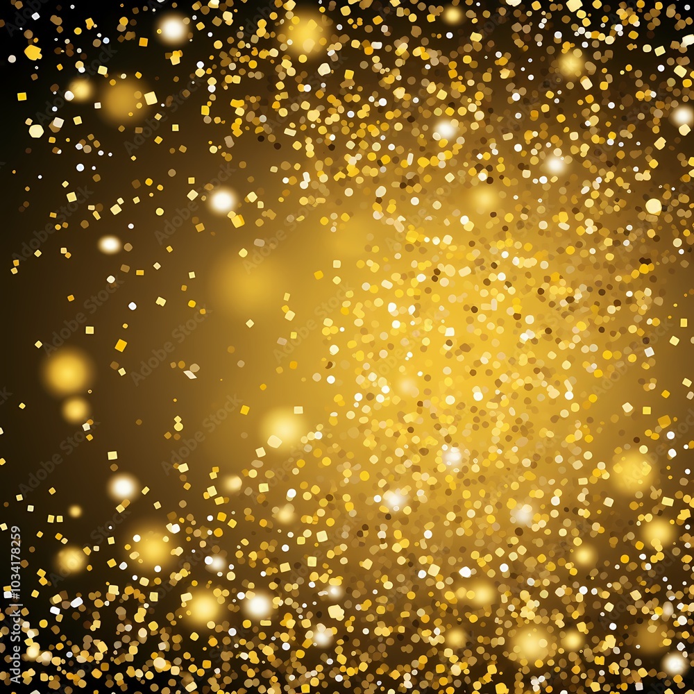 Sparkling gold stars and confetti create a festive scene. Sparkling gold stars and confetti create a festive scene.