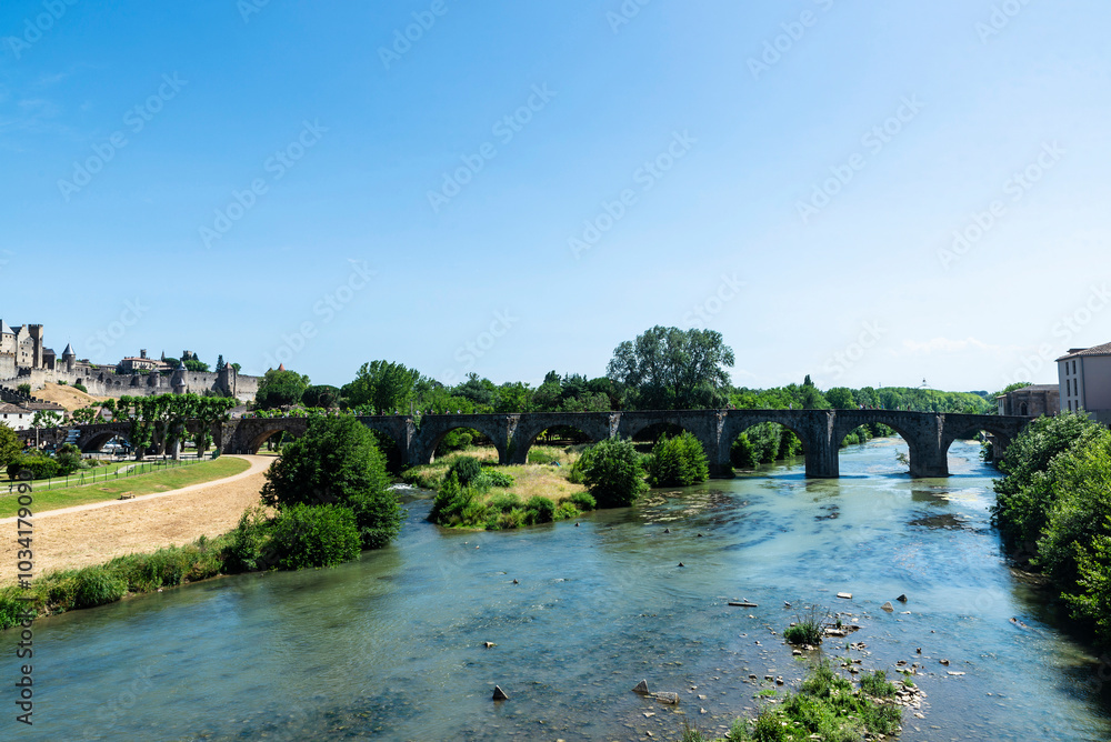 Bridge Pont Vieux of Carcassonne, Occitania, France Bridge Pont Vieux of Carcassonne, Occitania, France