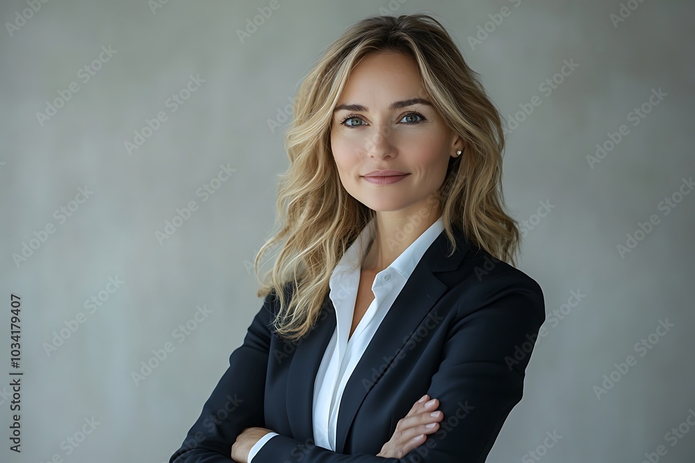 Confident Businesswoman in Black Blazer and White Shirt Confident Businesswoman in Black Blazer and White Shirt
