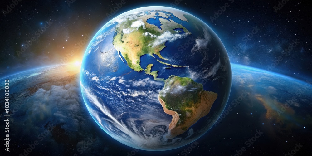 Obraz premium Planet Earth viewed from space , Earth, globe, planet, space, universe, blue, green, atmosphere, beautiful