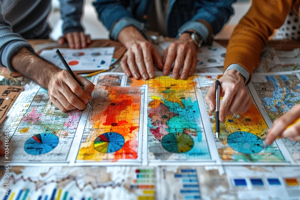 Fototapeta premium A business team working on a project with digital tools, space for text