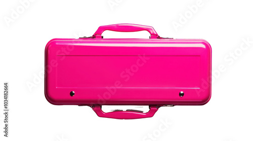 Bold pink tool case, top view on white, blends style with functionality.