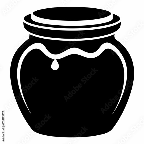 Honey jar silhouette vector illustration on white background