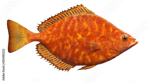 Vibrant orange fish isolated on a white background photo