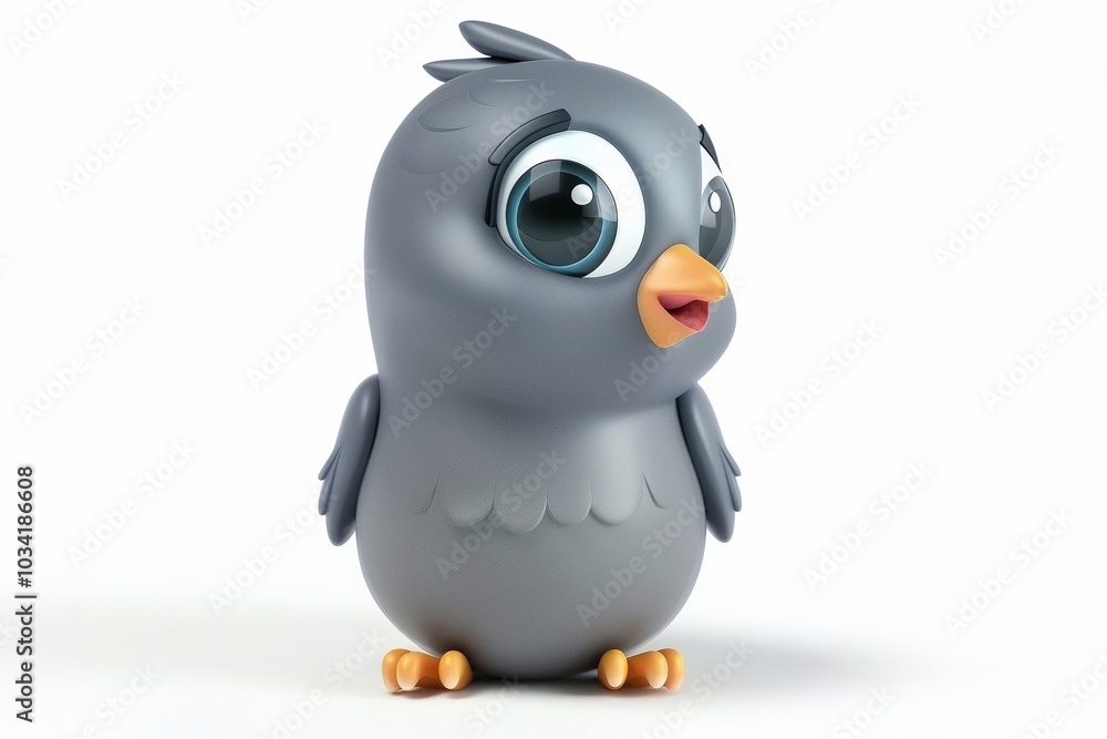 Adorable cartoon bird illustration with big eyes Adorable cartoon bird illustration with big eyes