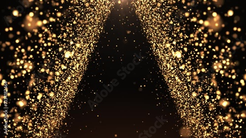 Wallpaper Mural Abstract cinematic background of bright golden particles. texture surface made of glowing orange particles. Futuristic soft digital data flow. Seamless looping Torontodigital.ca