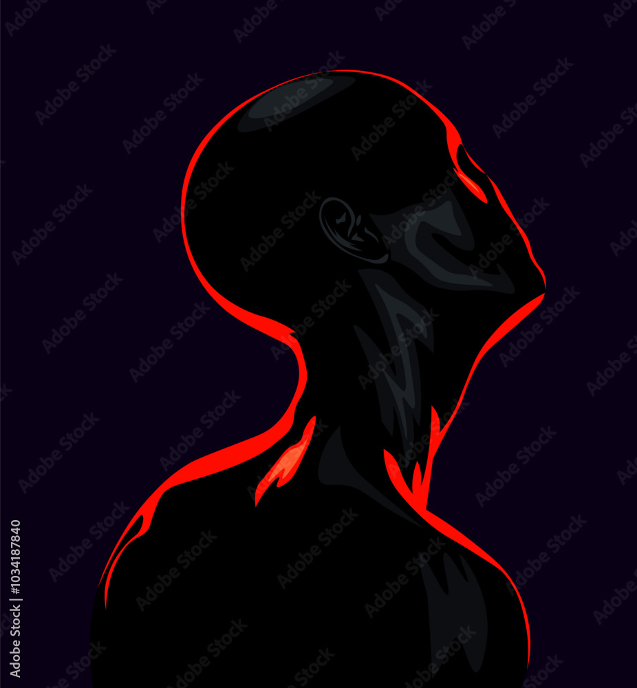Beautiful poster on the theme of artificial people made of latex. Cyborgs and cyberpunk stylistics Beautiful poster on the theme of artificial people made of latex. Cyborgs and cyberpunk stylistics