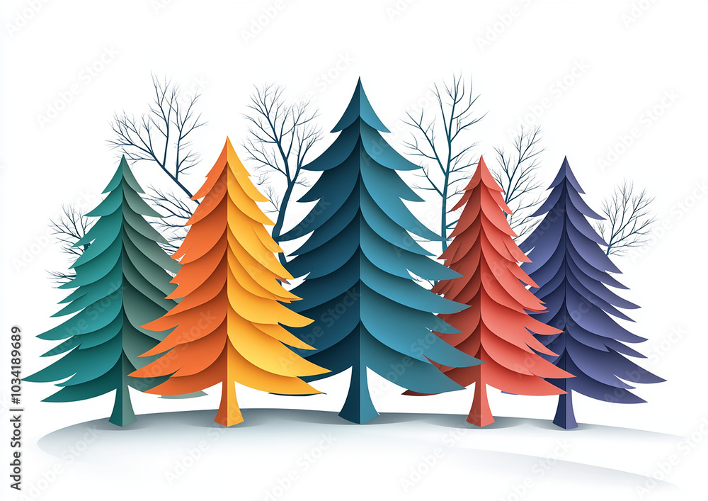 Obraz premium Colorful Christmas trees