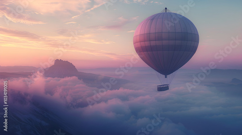 Majestic Zeppelin Balloon Soaring Across a Pastel Sky, Symbolizing Human Ingenuity and the Golden Age of Aviation