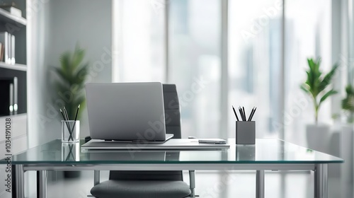 Wallpaper Mural Modern executive workspace with ergonomic furniture, glass desk, and minimal decor, executive furniture design, clean office interior Torontodigital.ca