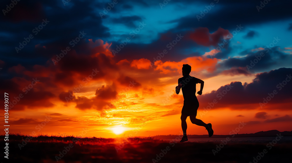 Embracing the dawn a runner's journey through a vibrant sunrise landscape capturing the essence of motion and nature's beauty Embracing the dawn a runner's journey through a vibrant sunrise landscape capturing the essence of motion and nature's beauty