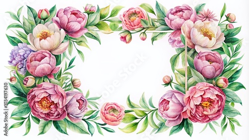 Vintage Watercolor Floral Frame for Wedding Invitations and Art Designs