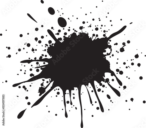 Black splash isolated Illustration, drop paint art brush stroke on a white background vector illustration
