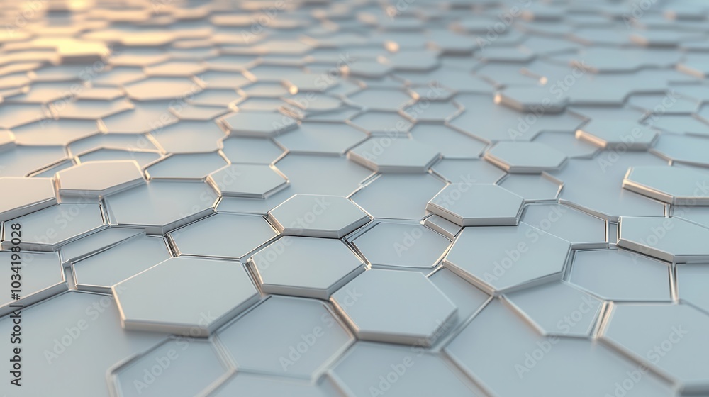 Obraz premium Abstract geometric background with interlocking hexagonal shapes creating a modern and futuristic design. Ideal for technology themes.