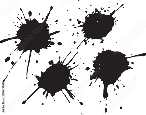 Black splash isolated Illustration, drop paint art brush stroke on a white background vector illustration