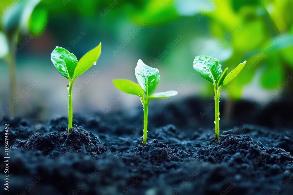 Fresh Growth of Green Plants in Soil Fresh Growth of Green Plants in Soil