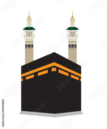 Khana Kaaba two Minaret Makkah vector