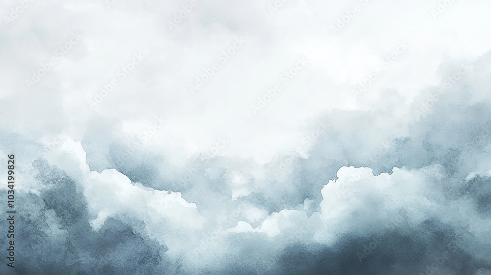 Obraz premium Watercolor Painting of a Cloudy Sky
