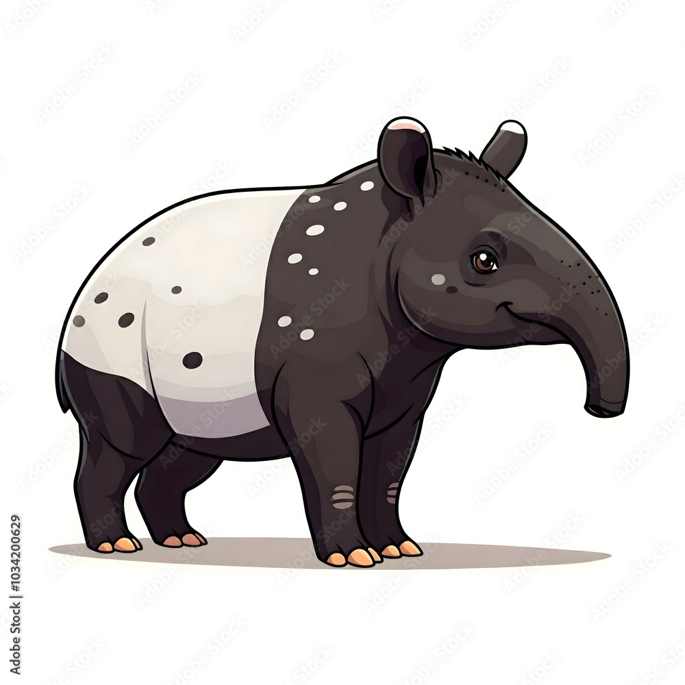Fototapeta premium Illustrated Tapir with a Gentle Expression and Unique Markings