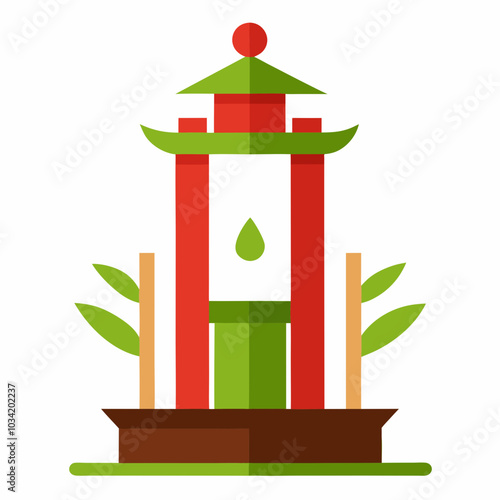 : A shishi odoshi bamboo fountain vector illustration