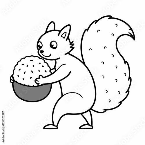  A Squirrel stealing a giant rice an unsuspecting vector illustration 