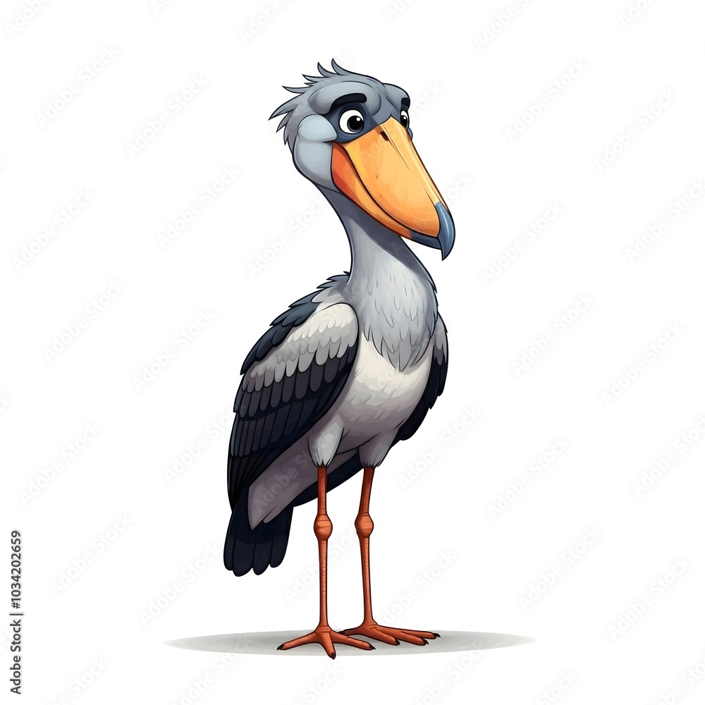 Obraz premium Whimsical Cartoon Illustration of a Cheerful Bird