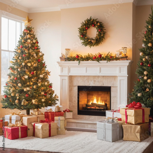 christmas tree with fireplace