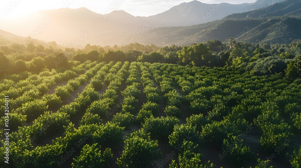 Fototapeta premium Lemon orchard and mountain lanscape.