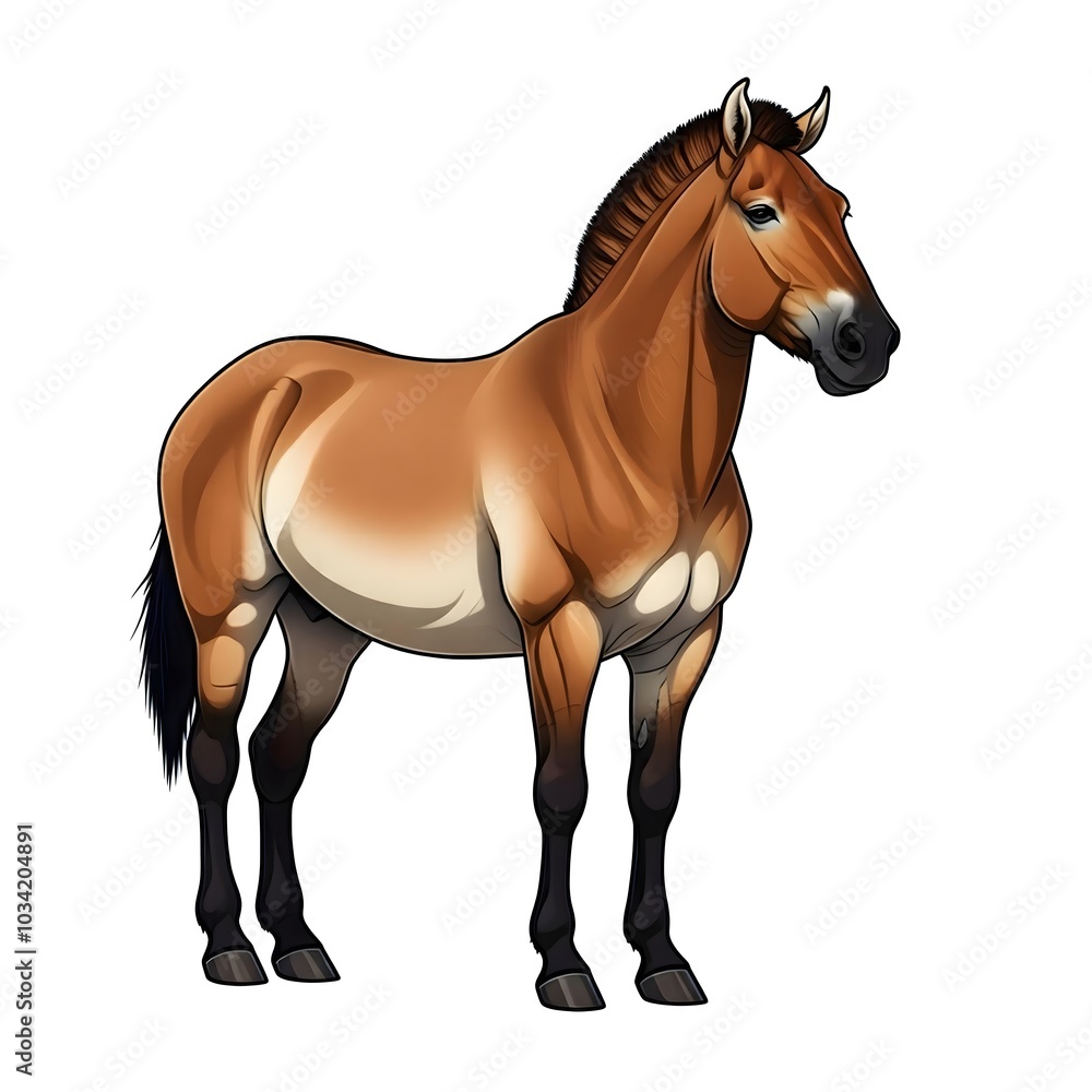 Obraz premium Digital Illustration of a Majestic Horse in Artful Detail