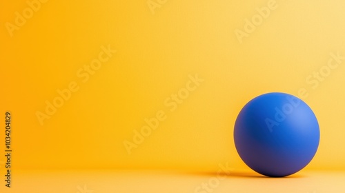 Minimalist blue sphere on vibrant yellow background reflecting modern design trends