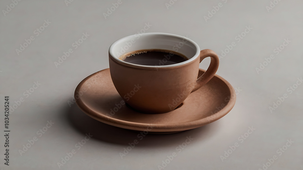 Coffee mug hot drink paper cup icon illustrated cinnamon and saucer wooden table realistic ove background Coffee mug hot drink paper cup icon illustrated cinnamon and saucer wooden table realistic ove background