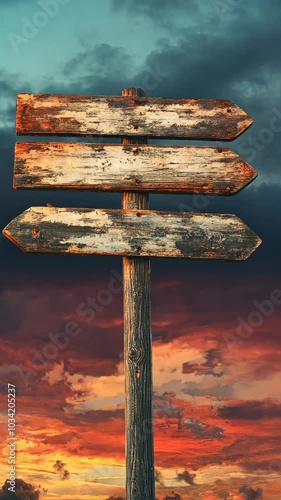 Wooden signpost pointing different directions