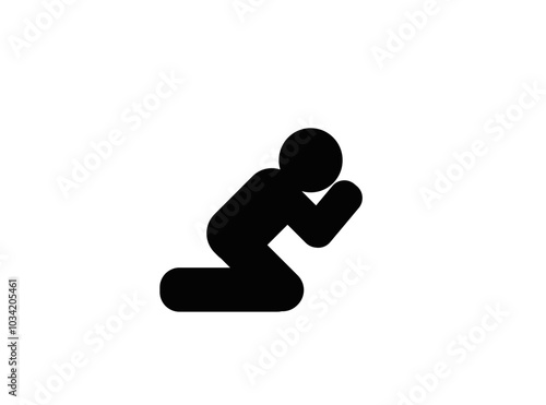 Vector illustration of a silhouette of a man praying on his knees	