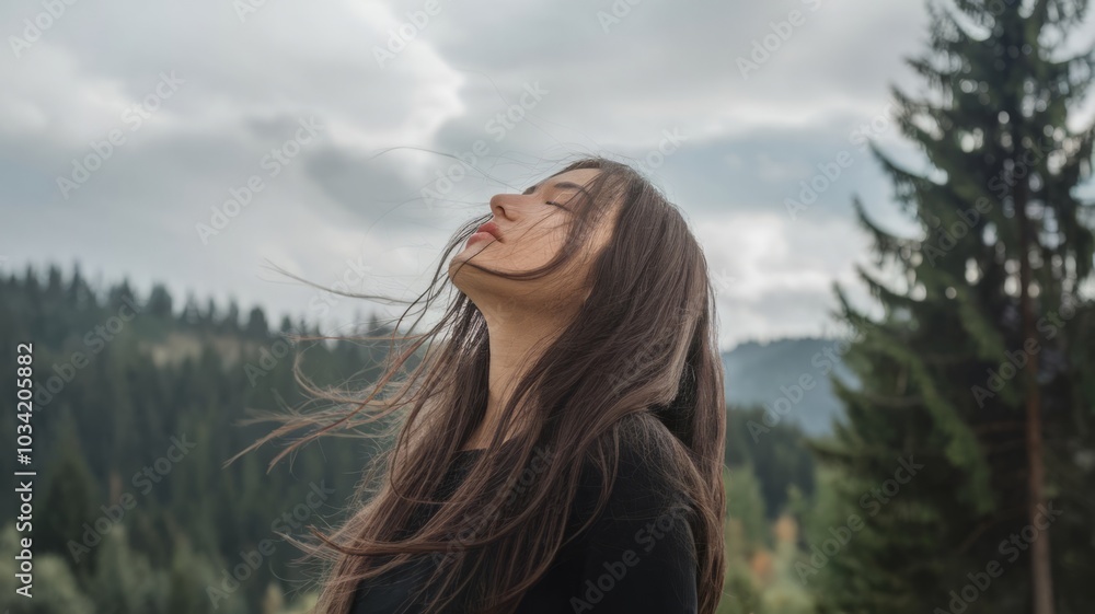 Fototapeta premium freedom, woman in the forest
