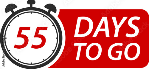 Countdown days left banner. Count time sale. Days to go. Vector illustration. 55 Days to go.