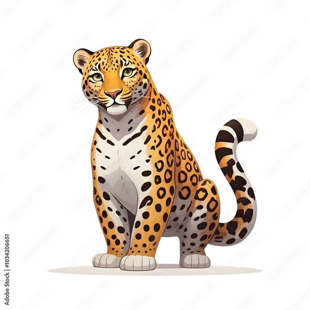 Elegant Leopard Illustration with Majestic Pose and Bold Spots Elegant Leopard Illustration with Majestic Pose and Bold Spots