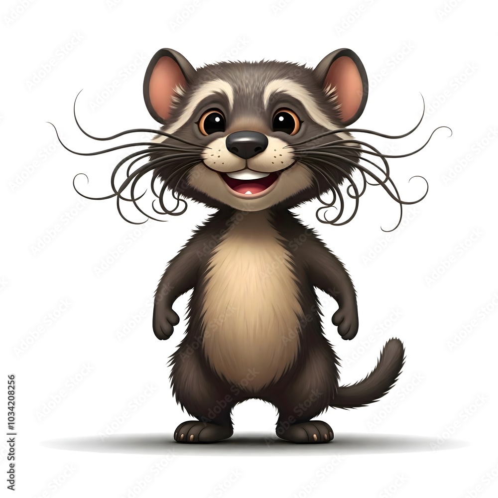Adorable Furry Animal with Whiskers, Standing Upright Adorable Furry Animal with Whiskers, Standing Upright