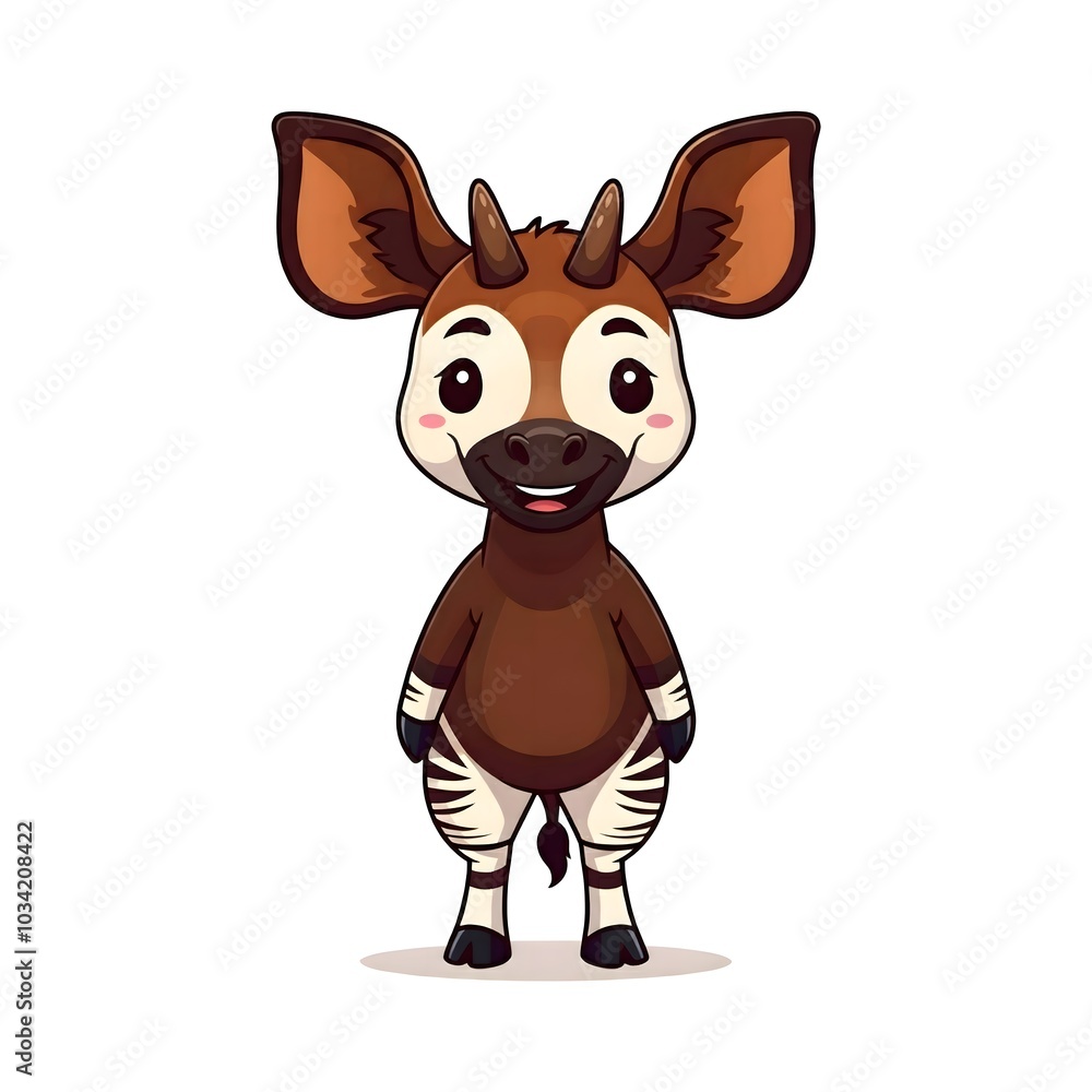 Obraz premium Adorable Cartoon Creature with Unique Horns and Large Ears