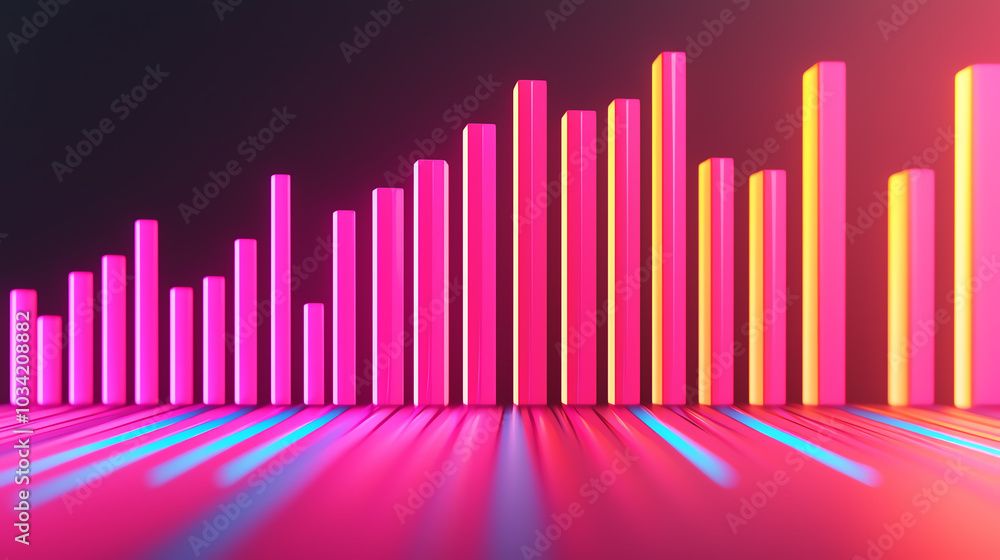 Abstract 3D growth graph with glowing lines representing rapid progress and rising growth rates Abstract 3D growth graph with glowing lines representing rapid progress and rising growth rates