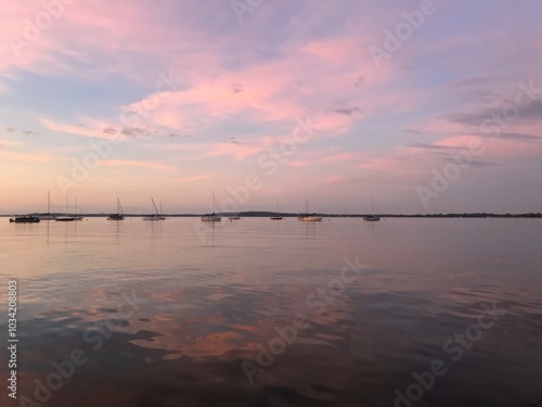 sunset over the river