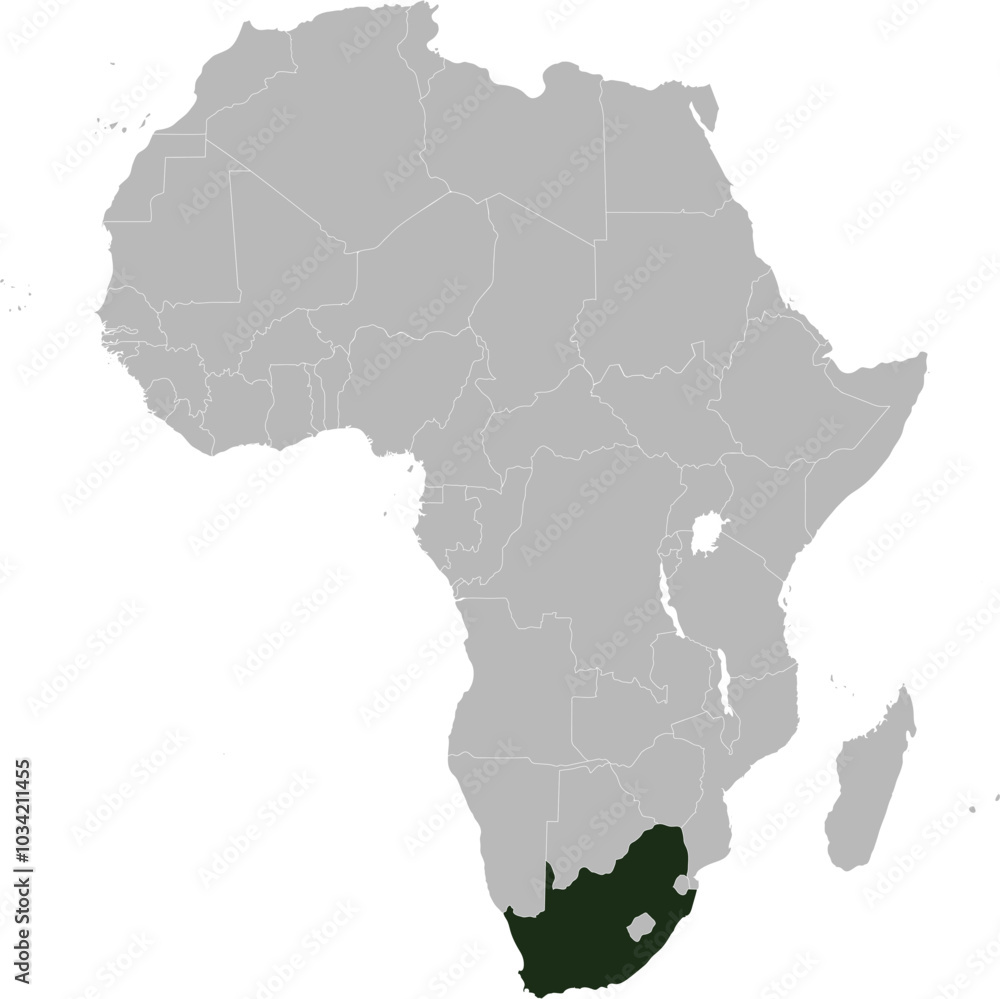 Fototapeta premium Detailed national location map of SOUTH AFRICA within the great continent of Africa