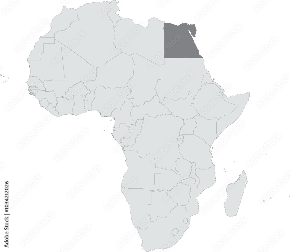 Obraz premium Detailed national location map of EGYPT within the great continent of Africa