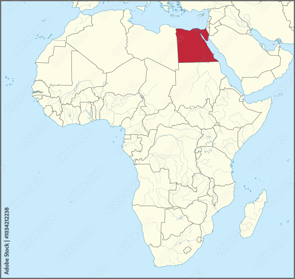 Obraz premium Detailed national location map of EGYPT within the great continent of Africa