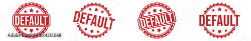 Default Red rubber stamp on white background. Default stamp sign. Default stamp.
