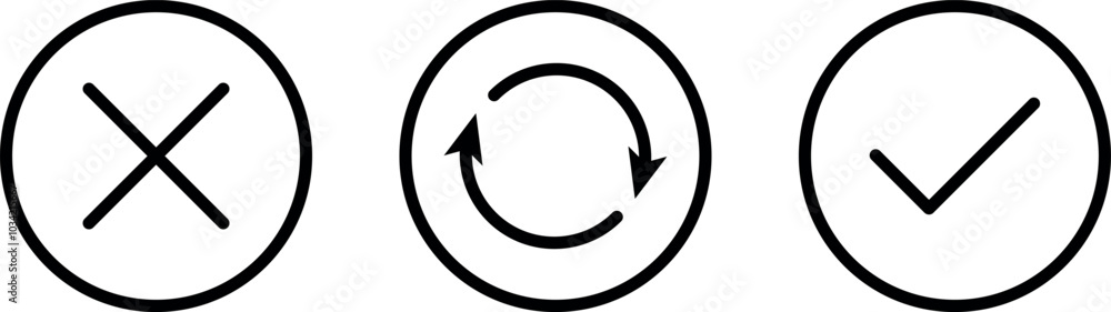 Check mark, refresh, cancel icon, symbol. Editable Stroke. Vector Illustration Check mark, refresh, cancel icon, symbol. Editable Stroke. Vector Illustration