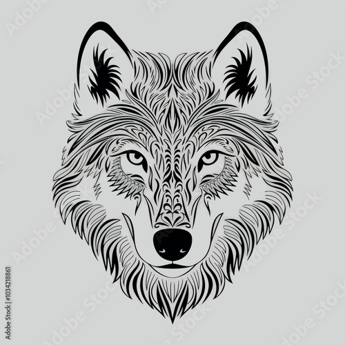 Wolf face silhouette, logo, emblem, white background