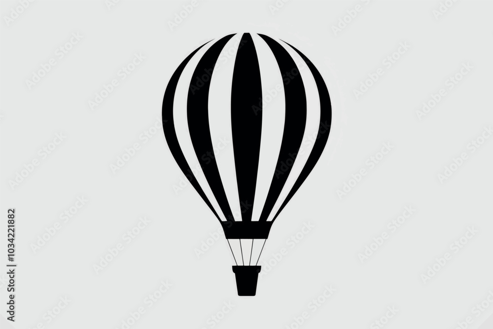 Hot air balloon with stripes, white background Hot air balloon with stripes, white background