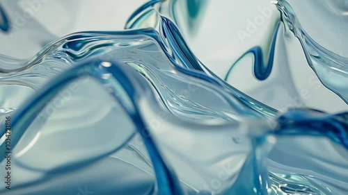 Flowing blue liquid creates a striking contrast against a clean white background, showcasing smooth and dynamic motion