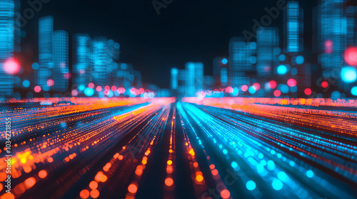 Abstract city lights in motion, night scene photo