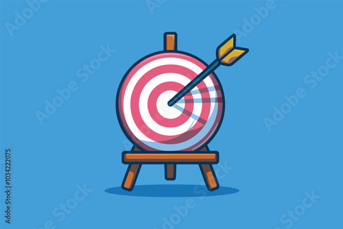 Easel with target, business concept, strategy and objective.